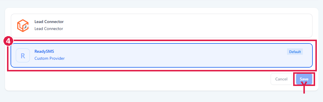 Select Ready as the custom provider, then Save